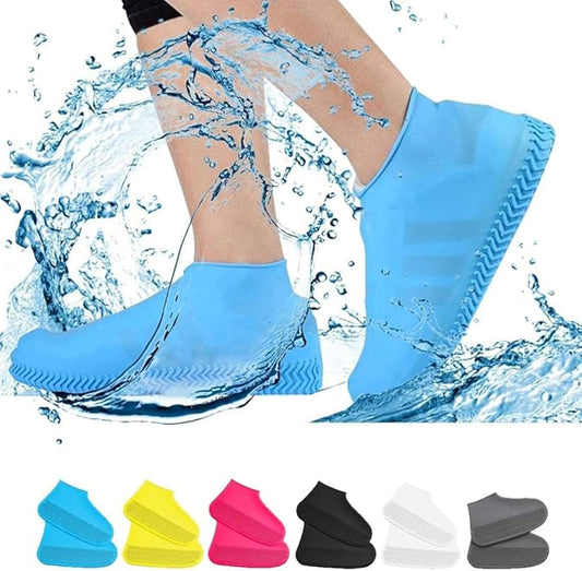 SHAKTISM Waterproof Silicone Shoe Covers, Size Large, Reusable Rain Boots for Outdoor Activities, Lightweight, Foldable, Easy to Clean - 1 Pair (Random Colour) Multi