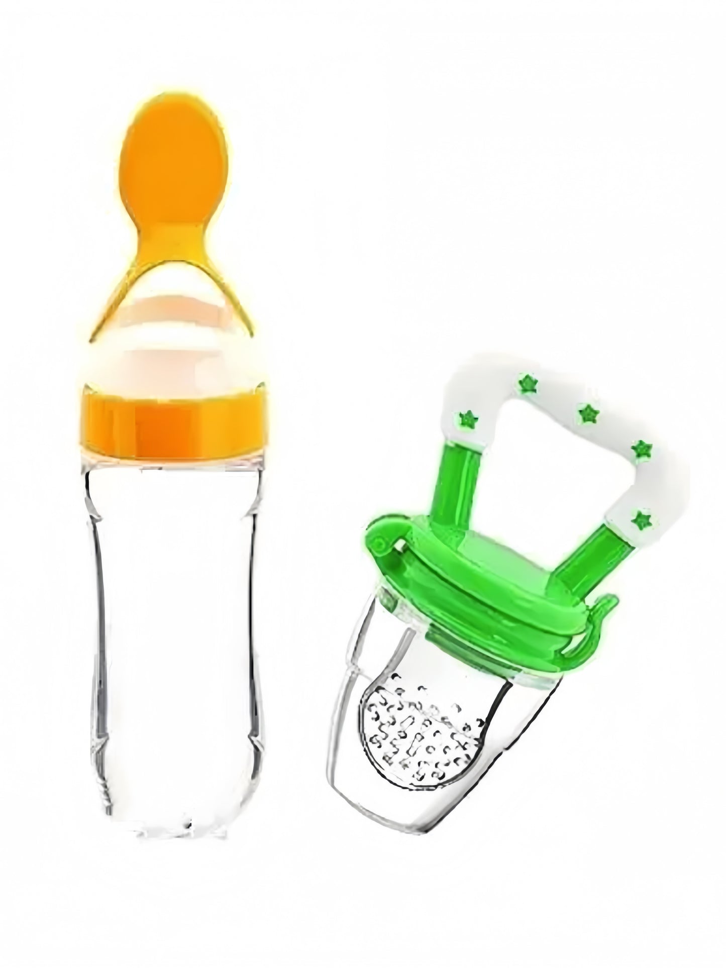 4-in-1 Baby Feeding Essentials Set – Stainless Steel Feeding Bottle, Soft Feeding Spoon, Fruit Nibbler & Bottle Cleaning Brush